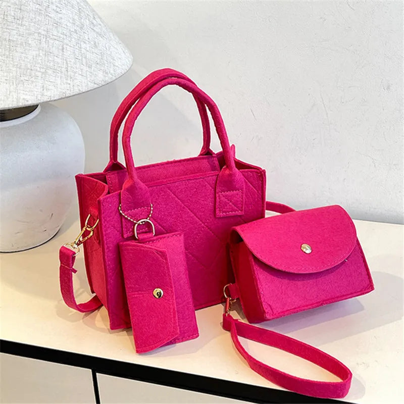 Stylish Solid Color Crossbody & Shoulder Bag Set