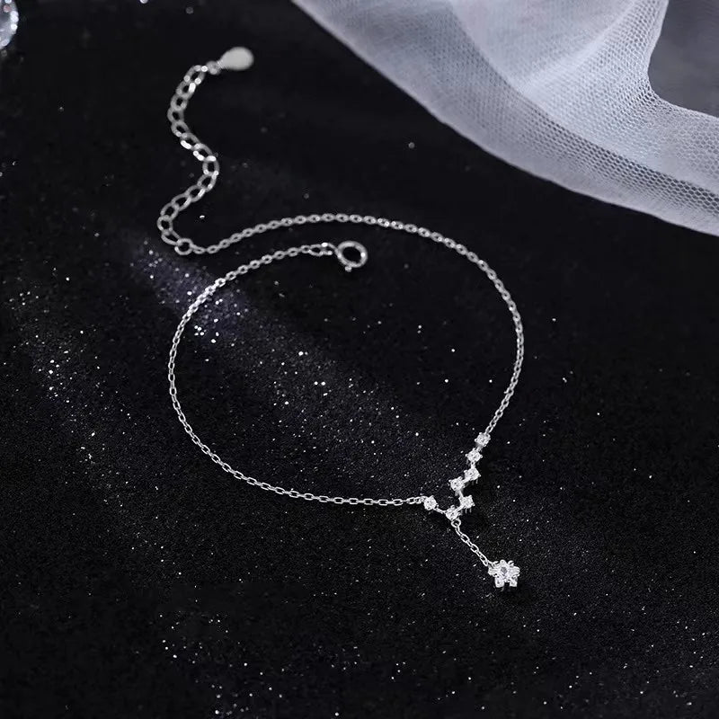 925 Silver Star Charm Anklet, Elegant Gift