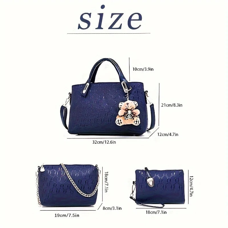 4pcs Geometric Pattern Tote & Crossbody Set