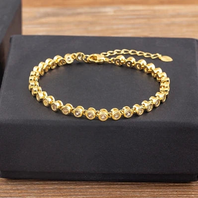 Nidin 6 Colors Shiny Crystal Bracelet For Women Rhinestone Zircon Charm Wrist Adjustable Bangles Girls Exquisite Jewelry Gift