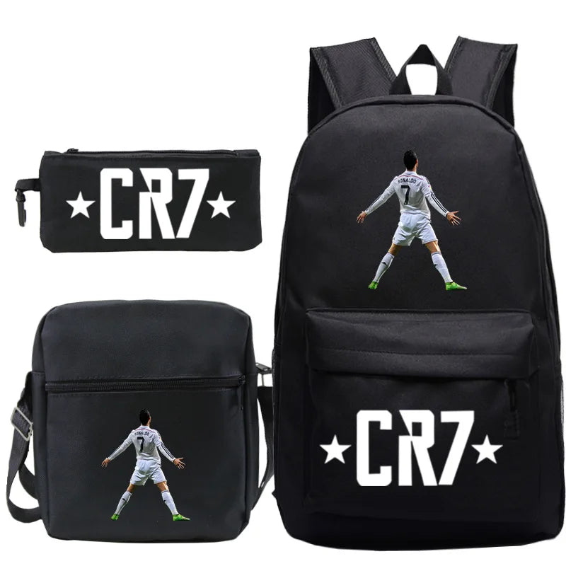 3pcs CR7 Lightweight School & Travel Backpacks Set