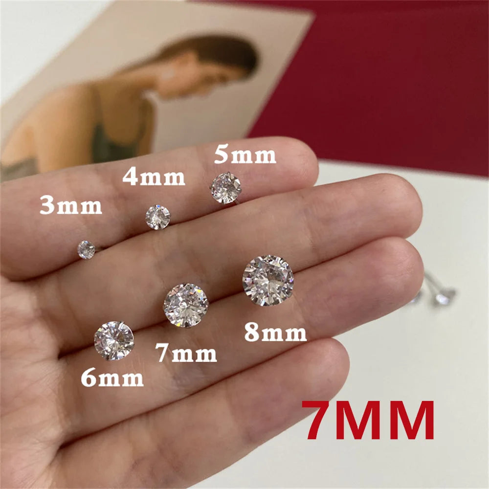 Men’s Zircon Silver Stud Earrings