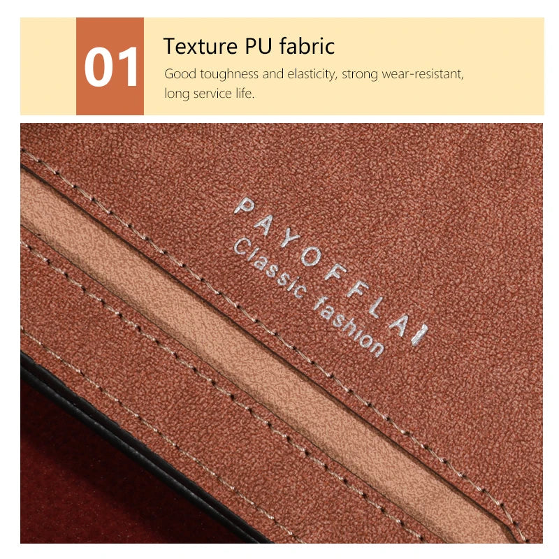 Luxury Synthetic Leather Short Wallet with Card Slots