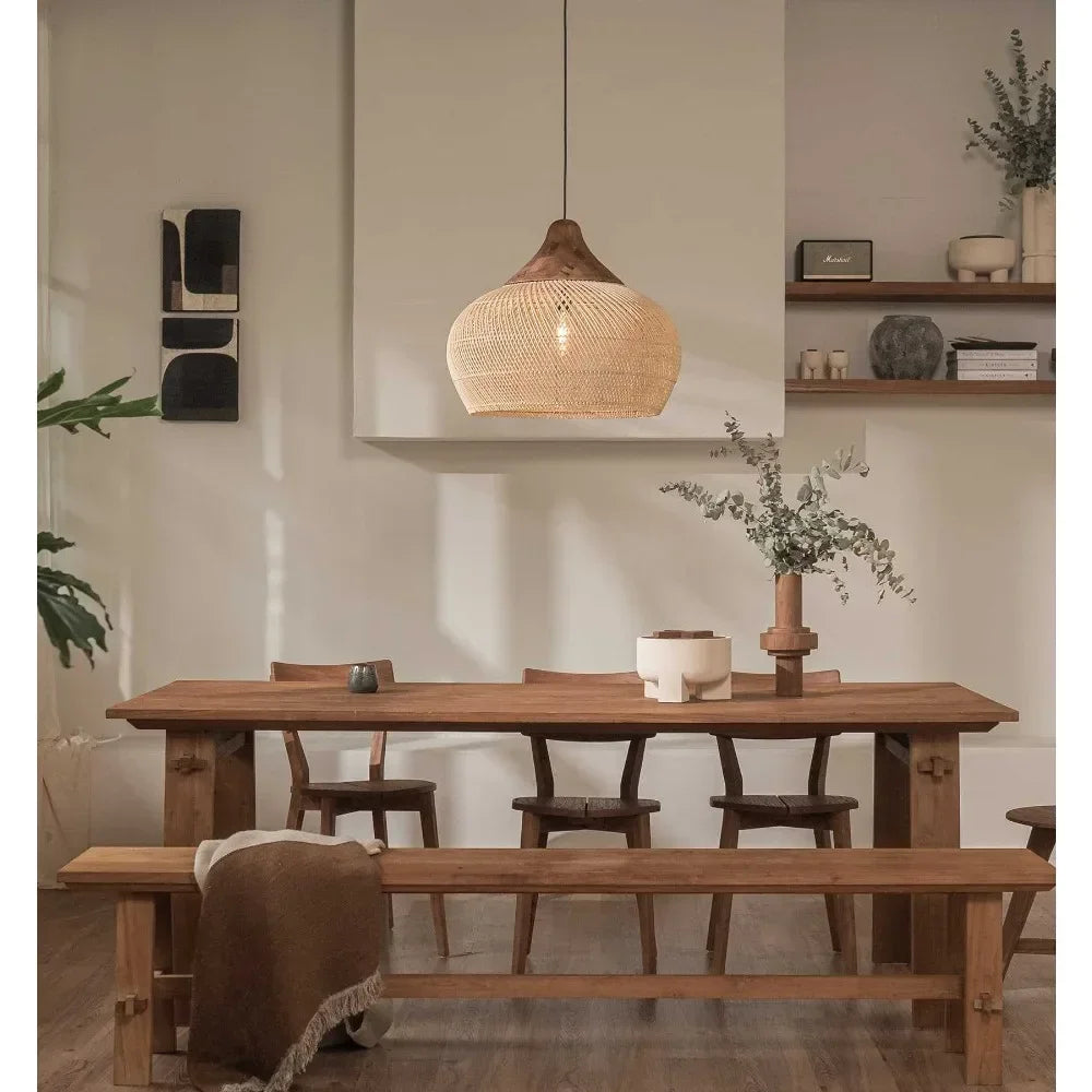 "Wabi-Sabi Rattan Pendant Light"