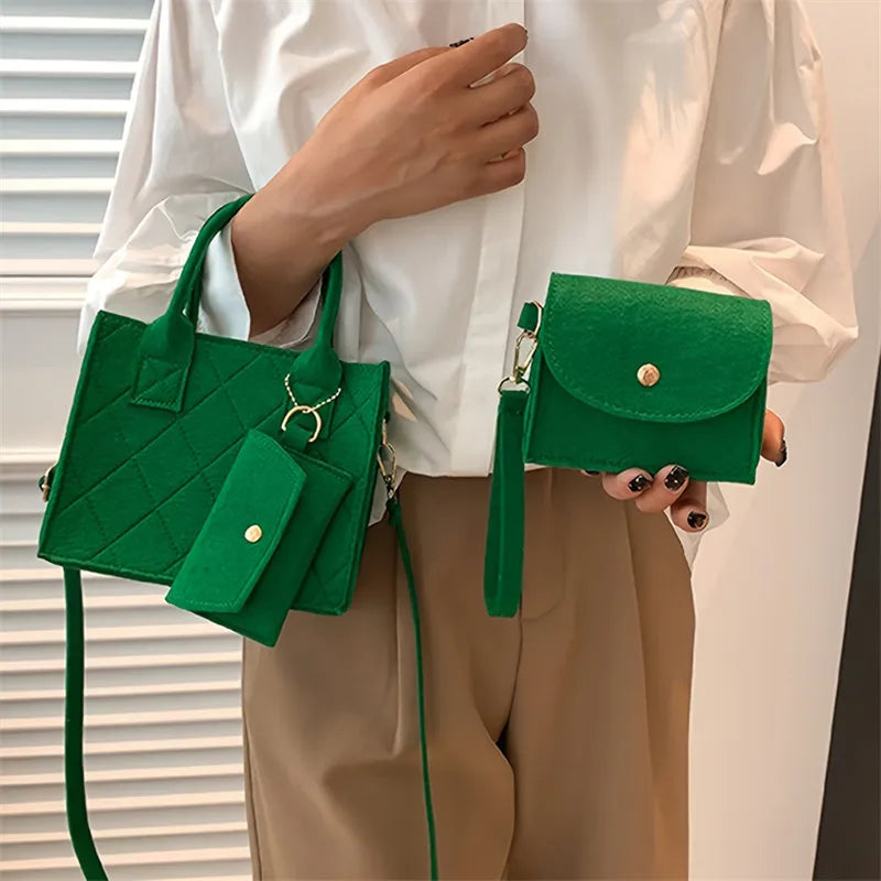 Stylish Solid Color Crossbody & Shoulder Bag Set