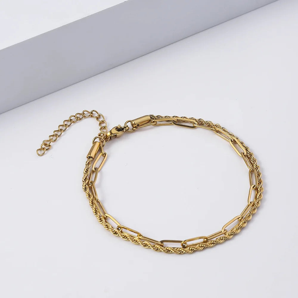 Gold Twist Chain Bracelet Men