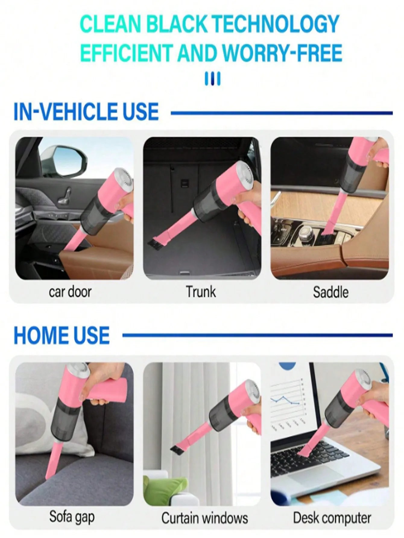 3-in-1 USB Rechargeable Car & Home Vacuum Cleaner