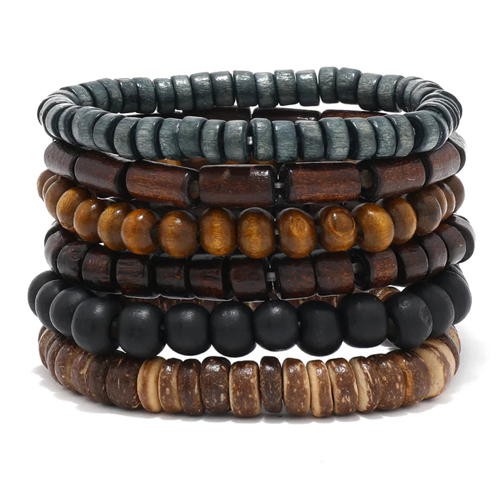 Men's Vintage Leather Bracelet Set – 4pcs