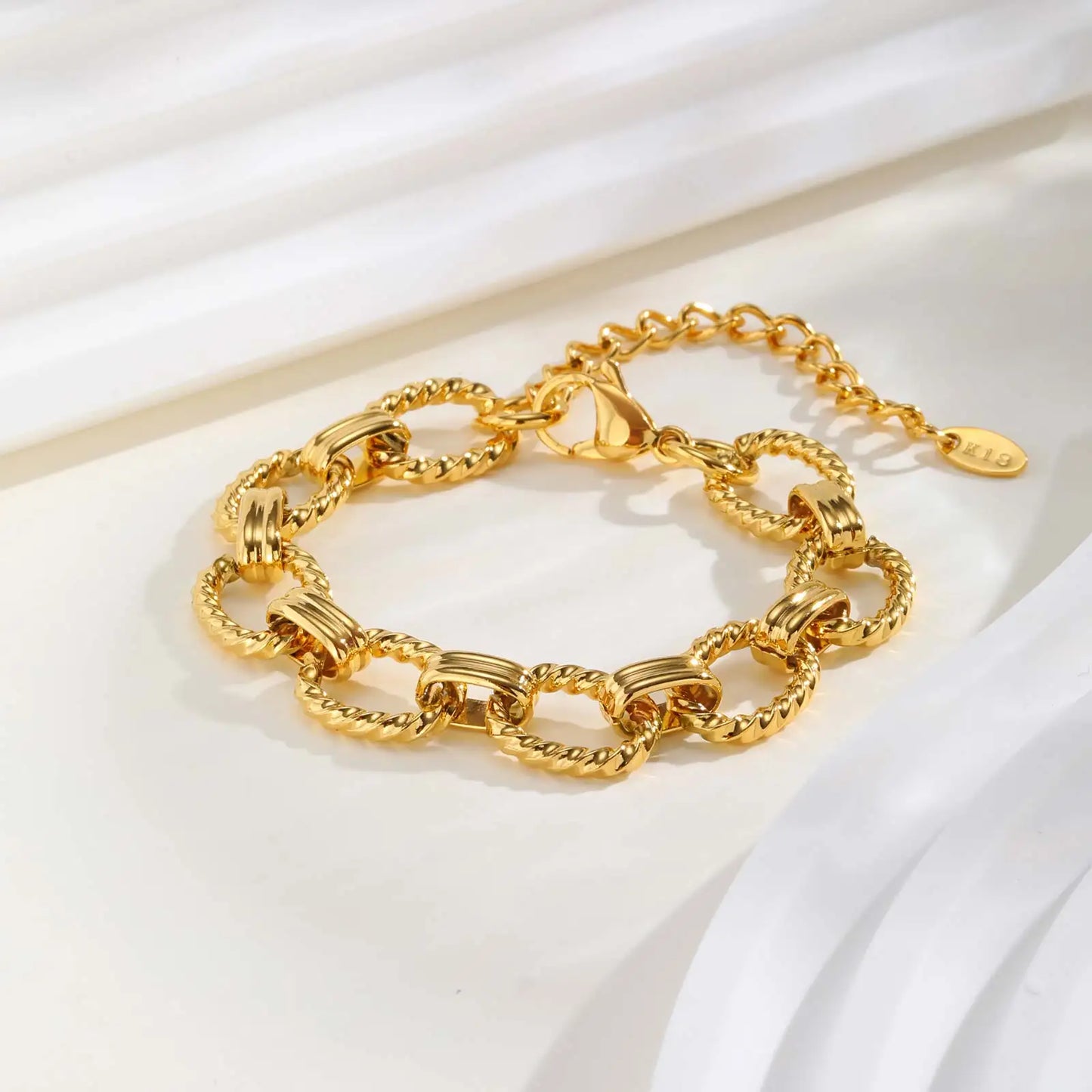 18K Gold-Plated Chunky Stainless Steel Bracelet
