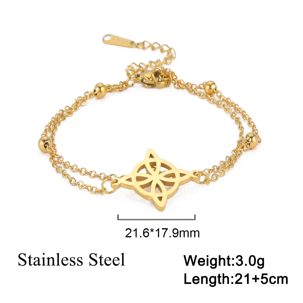 Lucktune Witch Knot Anklet, Silver Stainless Steel