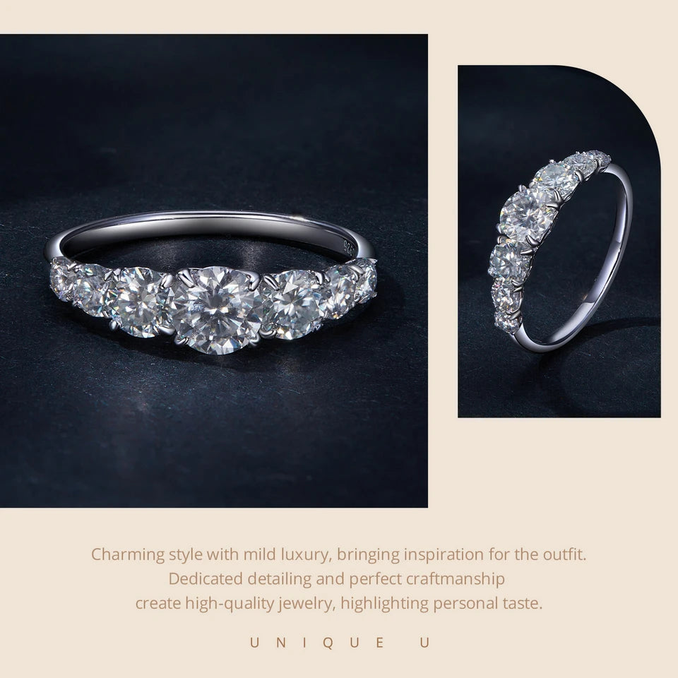 “Sterling Silver Moissanite and Diamond Ring