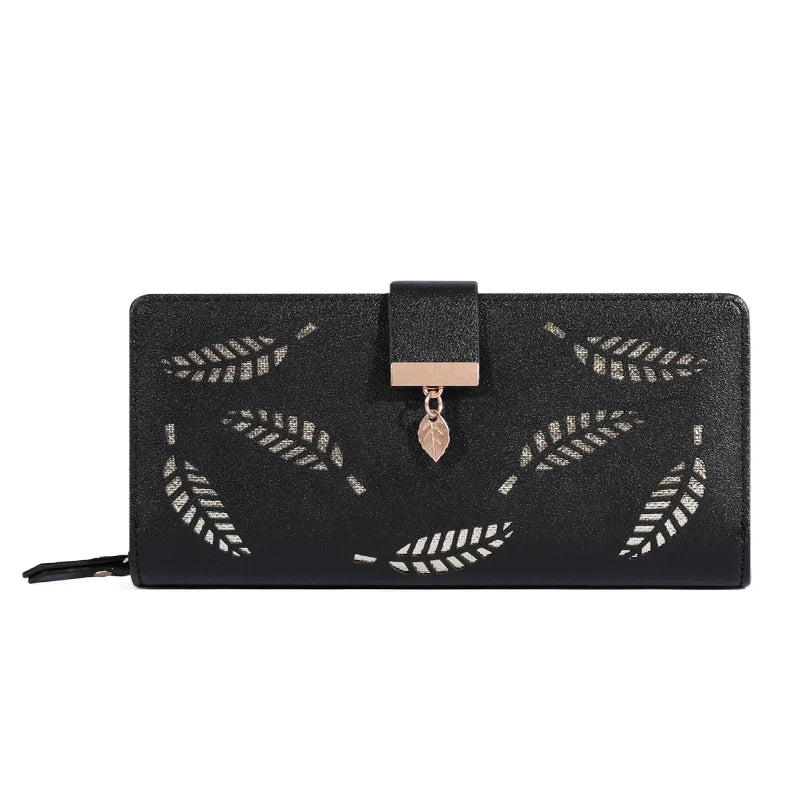 Alya Women’s PU Leather Wallet with Gold Leaves