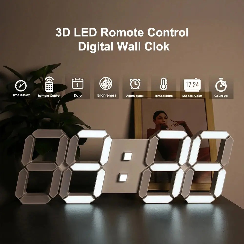 3D LED Digital Wall Clock – USB Powered & Stylish Display