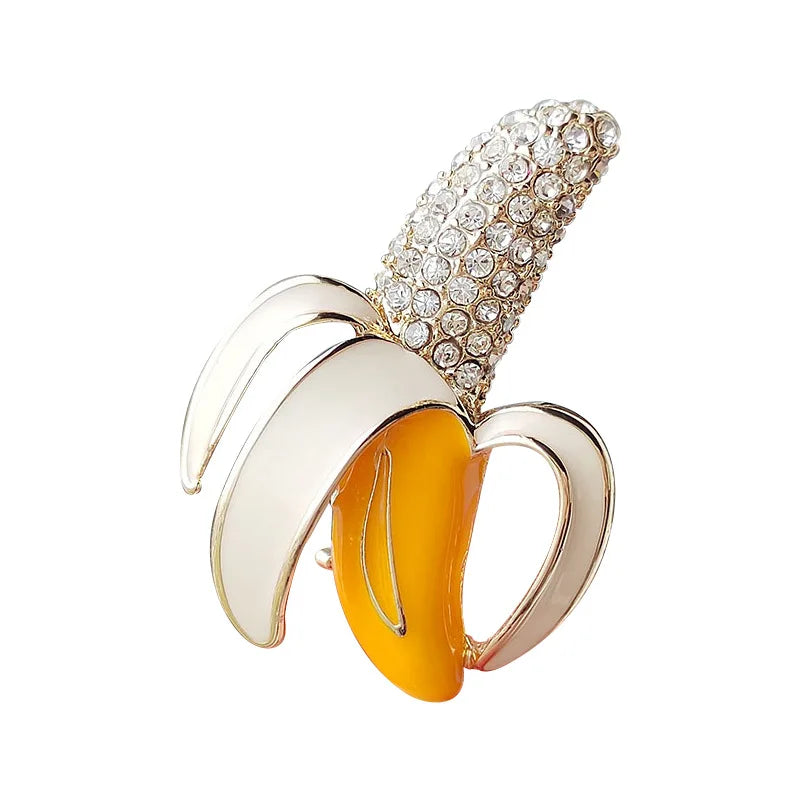 "Sparkling Rhinestone Banana Brooch – Women’s Jewelry Gift