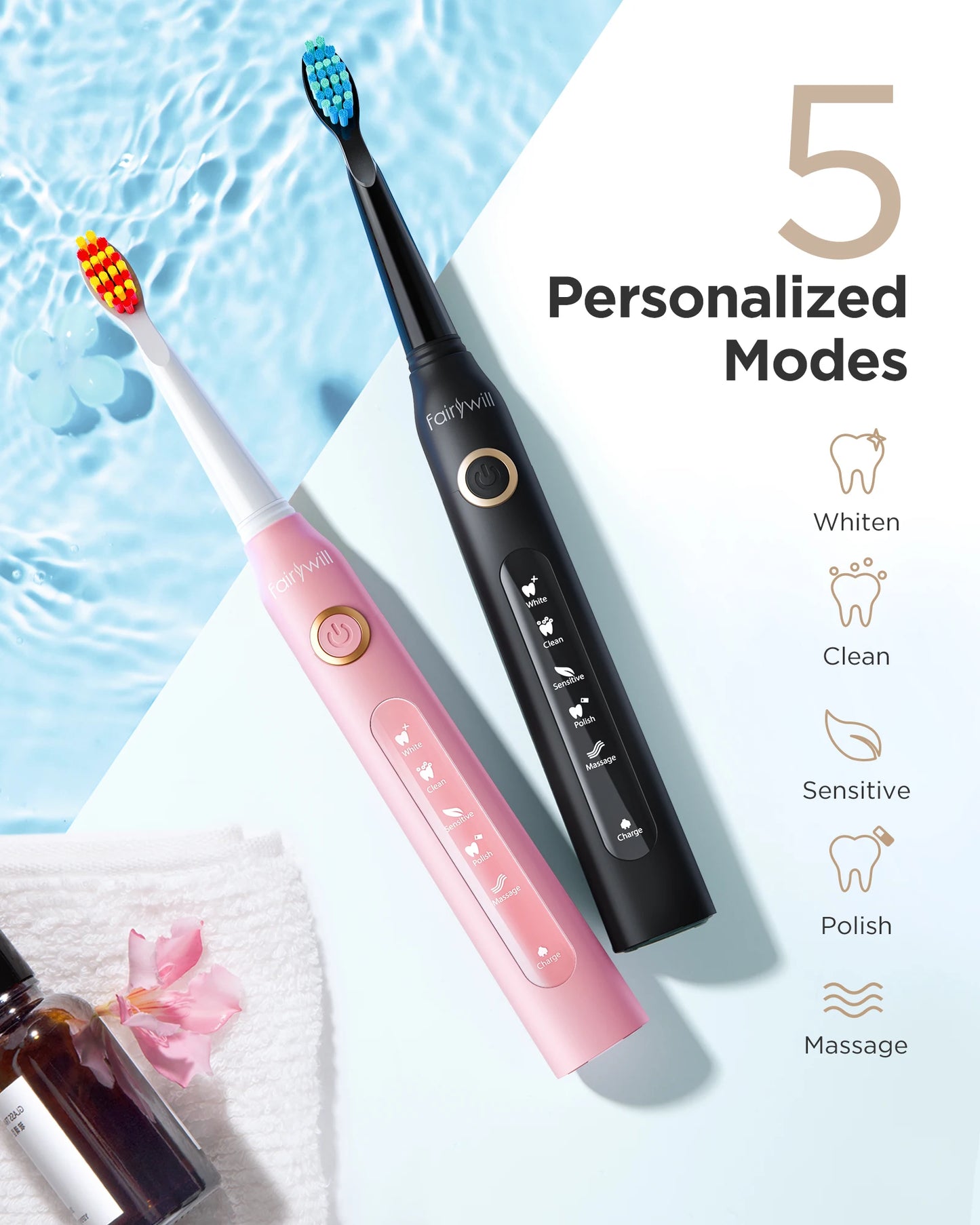 Fairywill FW-507 Sonic Toothbrush – Rechargeable & Waterproof