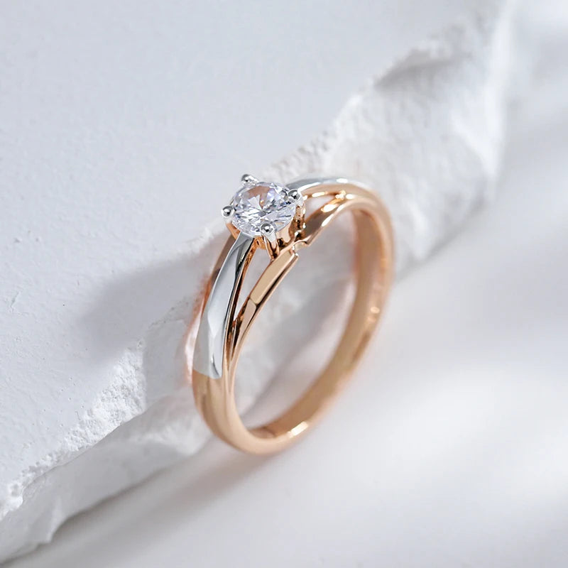 “Kinel Rose Gold Slim Zircon Wedding Ring”