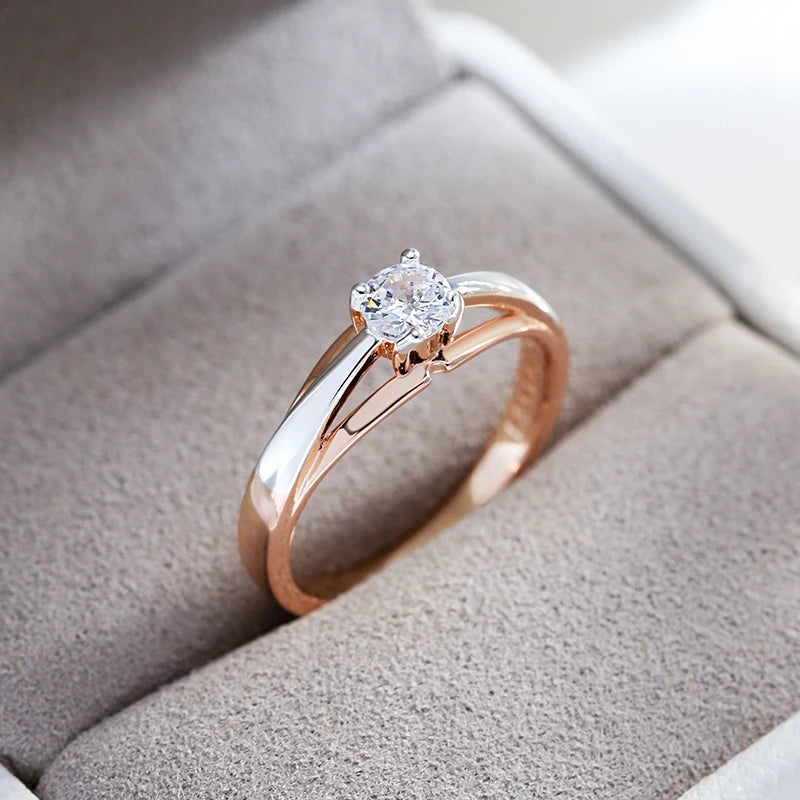 “Kinel Rose Gold Slim Zircon Wedding Ring”
