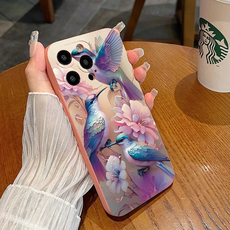 Flower Floral Bird Matte Shockproof Cover – iPhone