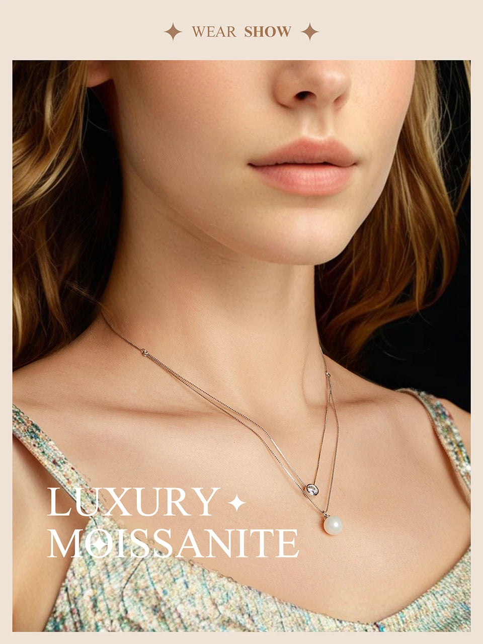 Bamoer 925 Silver Moissanite Pearl Choker Necklacecklaces