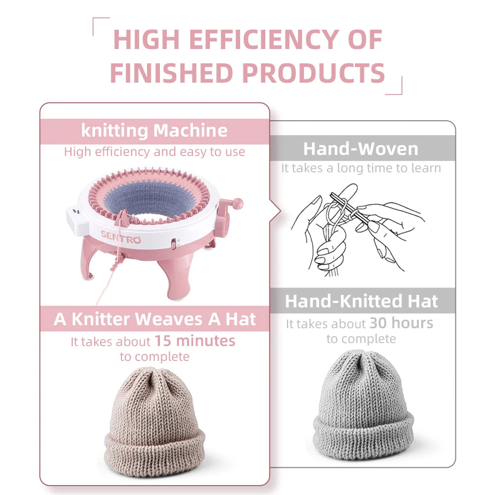 SENTRO 48-Needle Smart Knitting Machine Kit – Flat & Double Weave