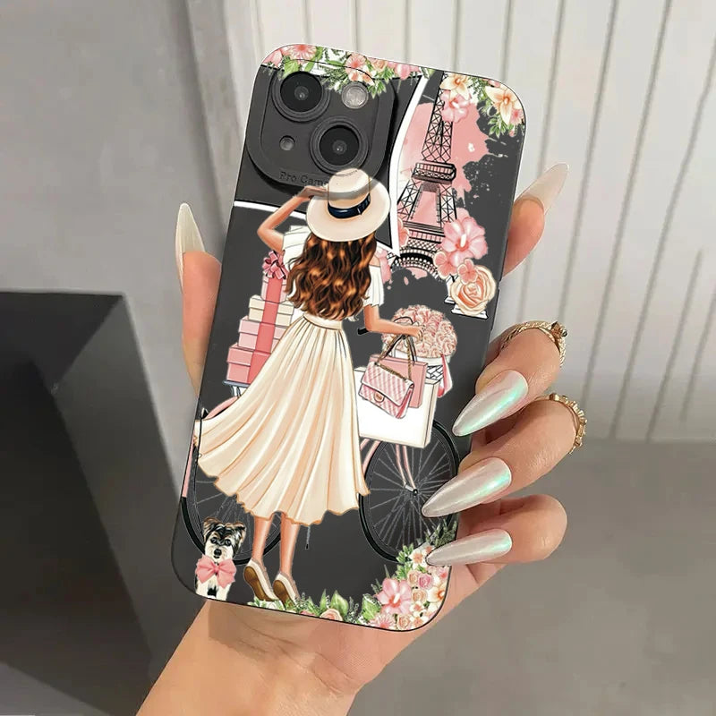 Flower Girl Pattern Soft Matte Cover – iPhone