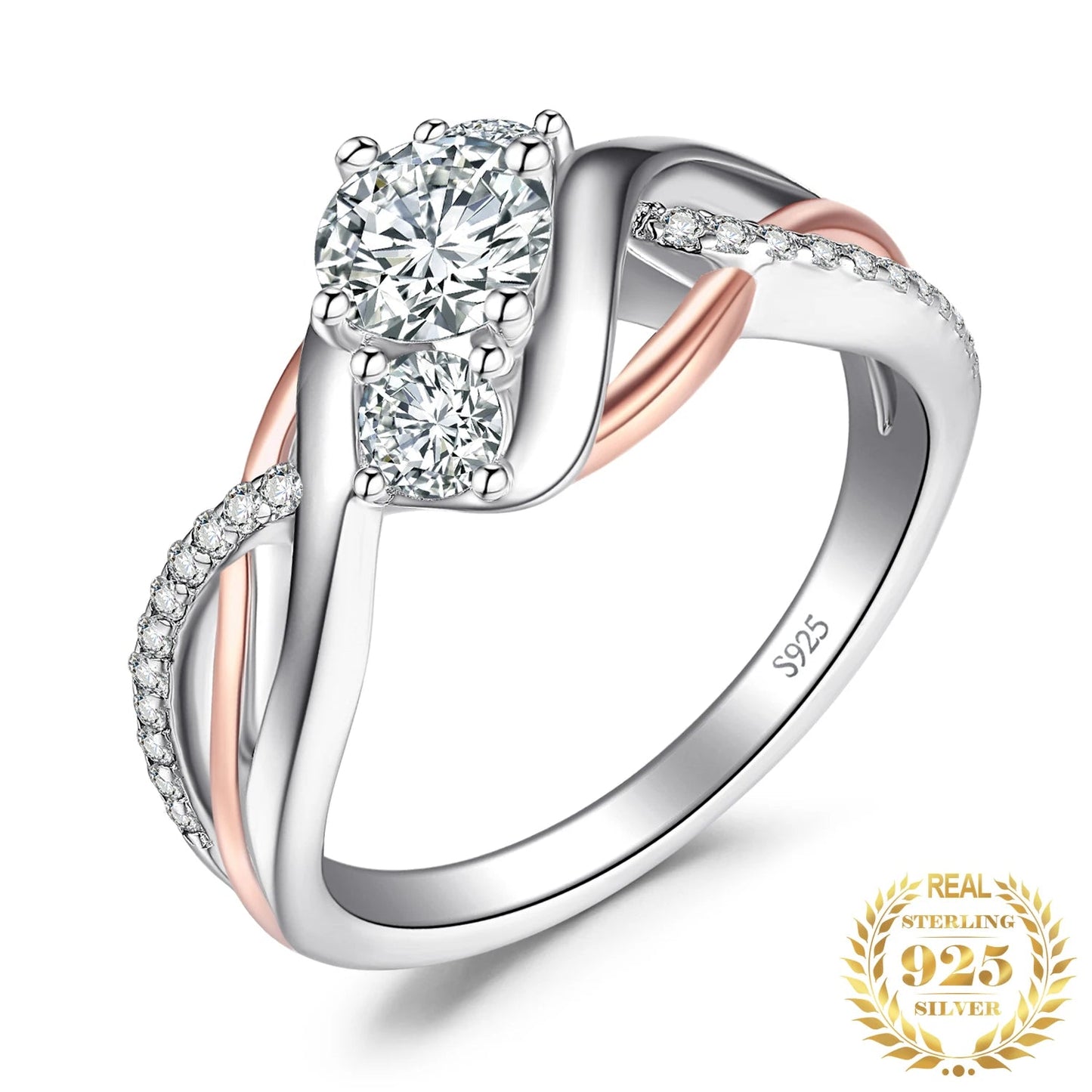 JewelryPalace 925 Sterling Silver 3-Stone Engagement Ring