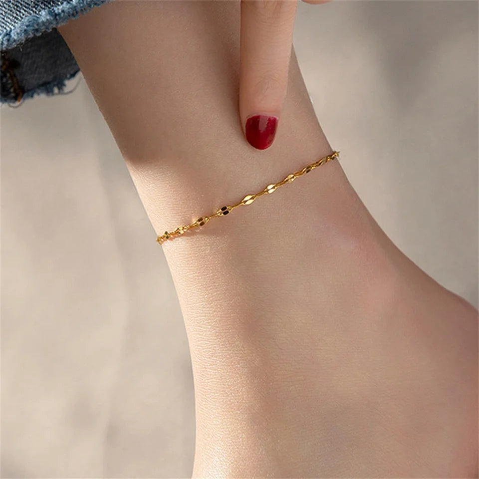 eManco Gold Plated Adjustable Lace Chain Anklet