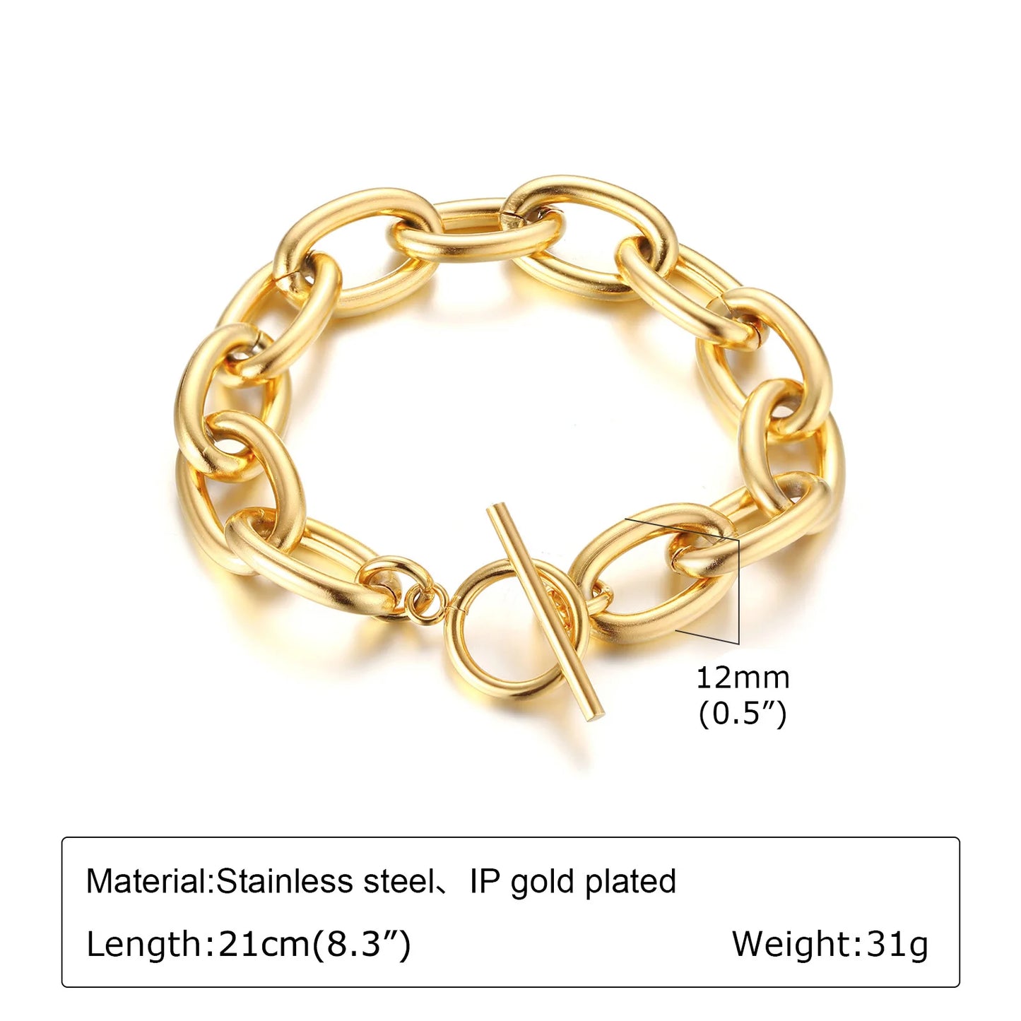 Gold-Plated Chunky Link Bracelet – Waterproof