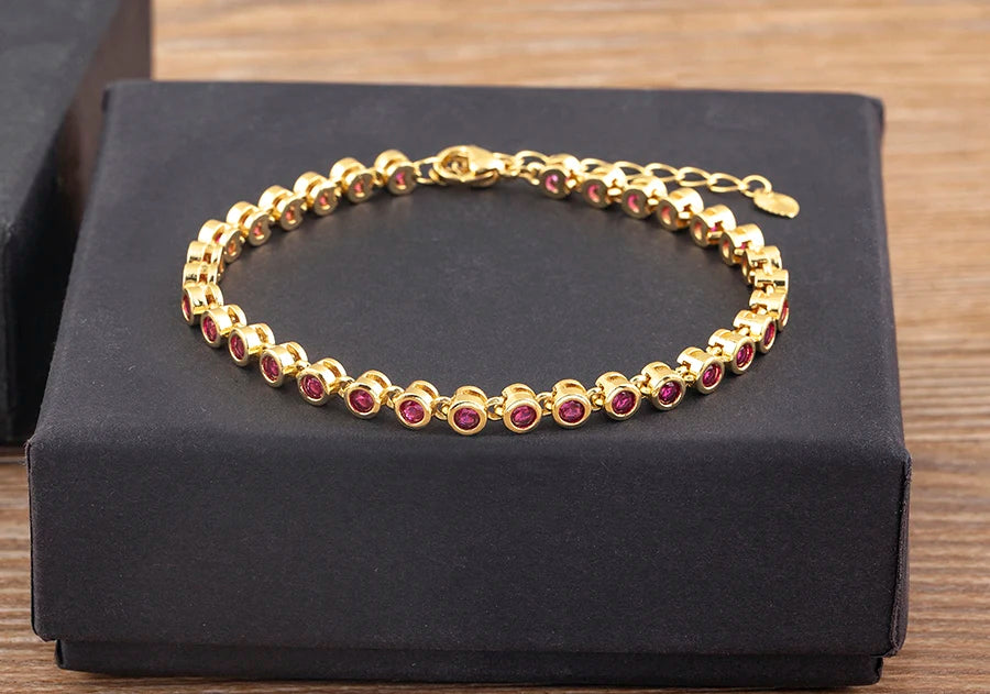 Nidin 6 Colors Shiny Crystal Bracelet For Women Rhinestone Zircon Charm Wrist Adjustable Bangles Girls Exquisite Jewelry Gift