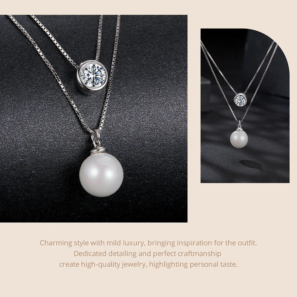 Bamoer 925 Silver Moissanite Pearl Choker Necklacecklaces