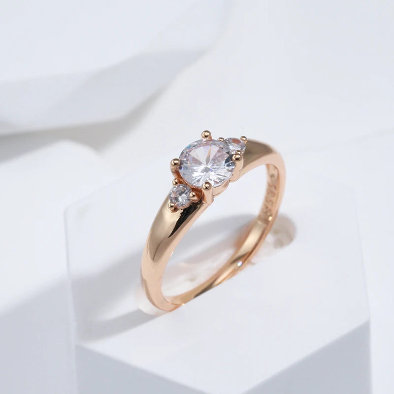 Kinel 585 Rose Gold Zircon Wedding Ring”