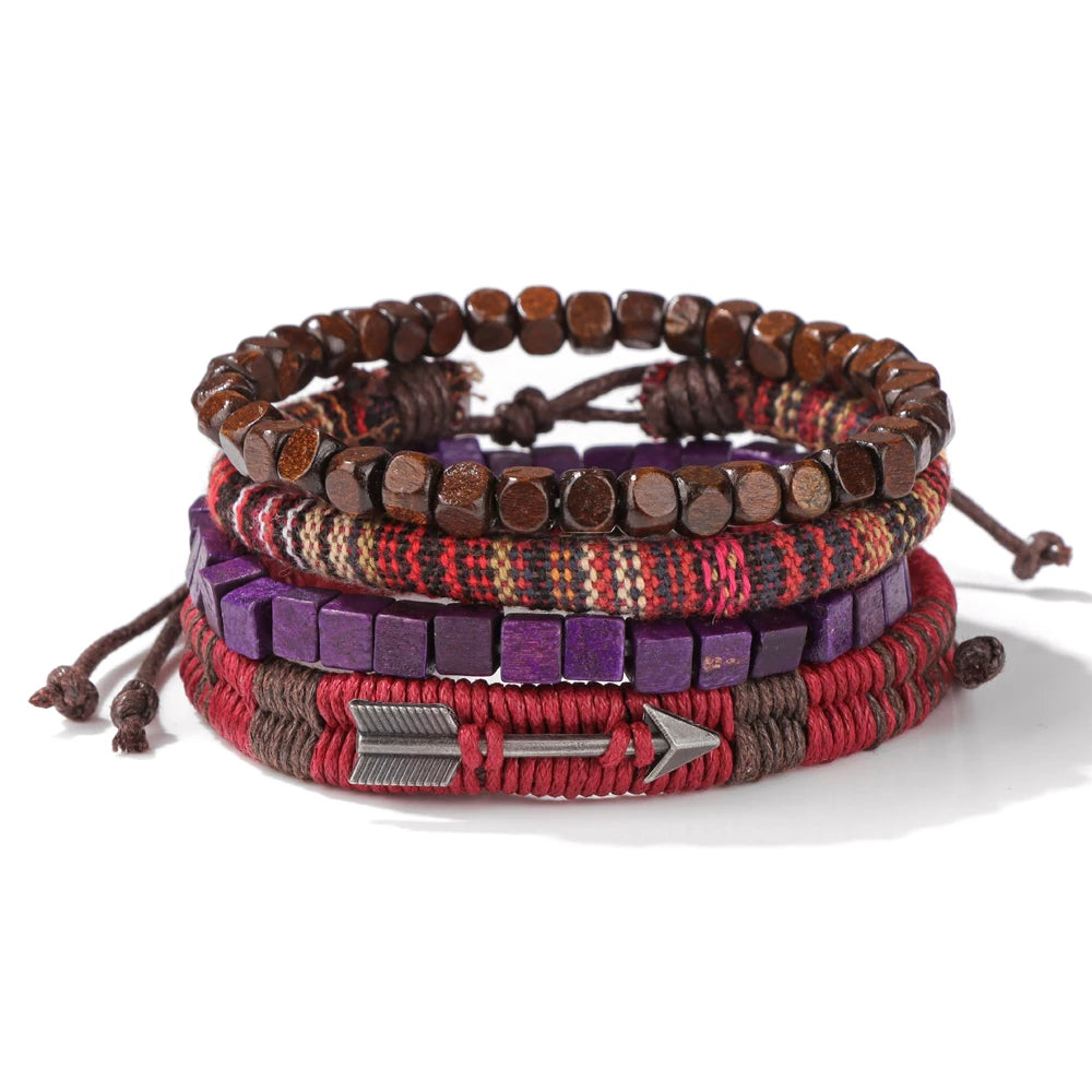 “Men’s Multilayer Wooden Bead Bracelet