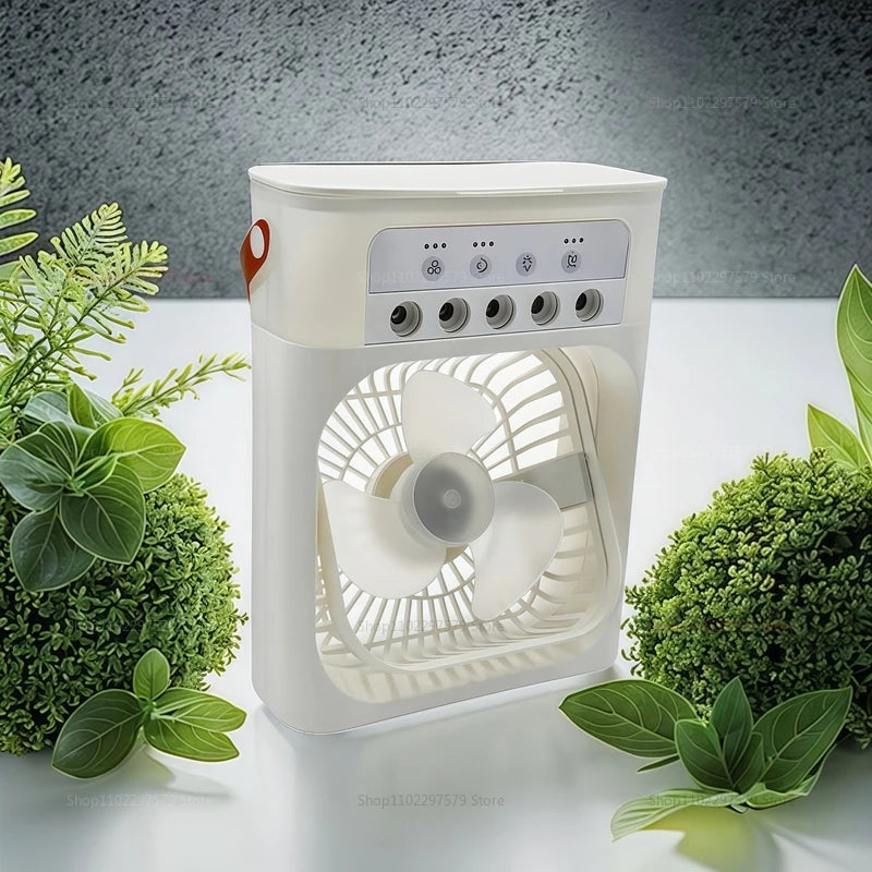 Mini USB Air Cooler & Humidifier Fan – 3 in 1, LED Night Light