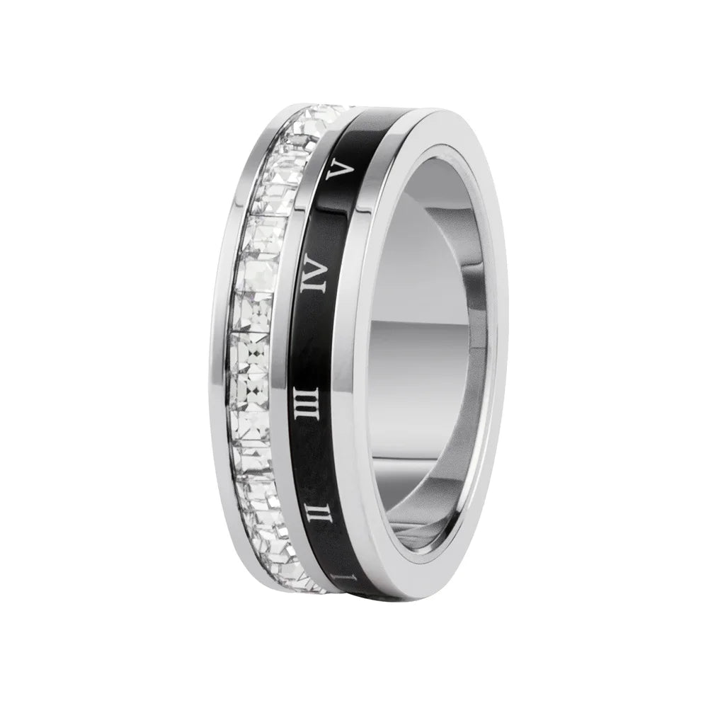 Titanium Steel Crystal Ring Women