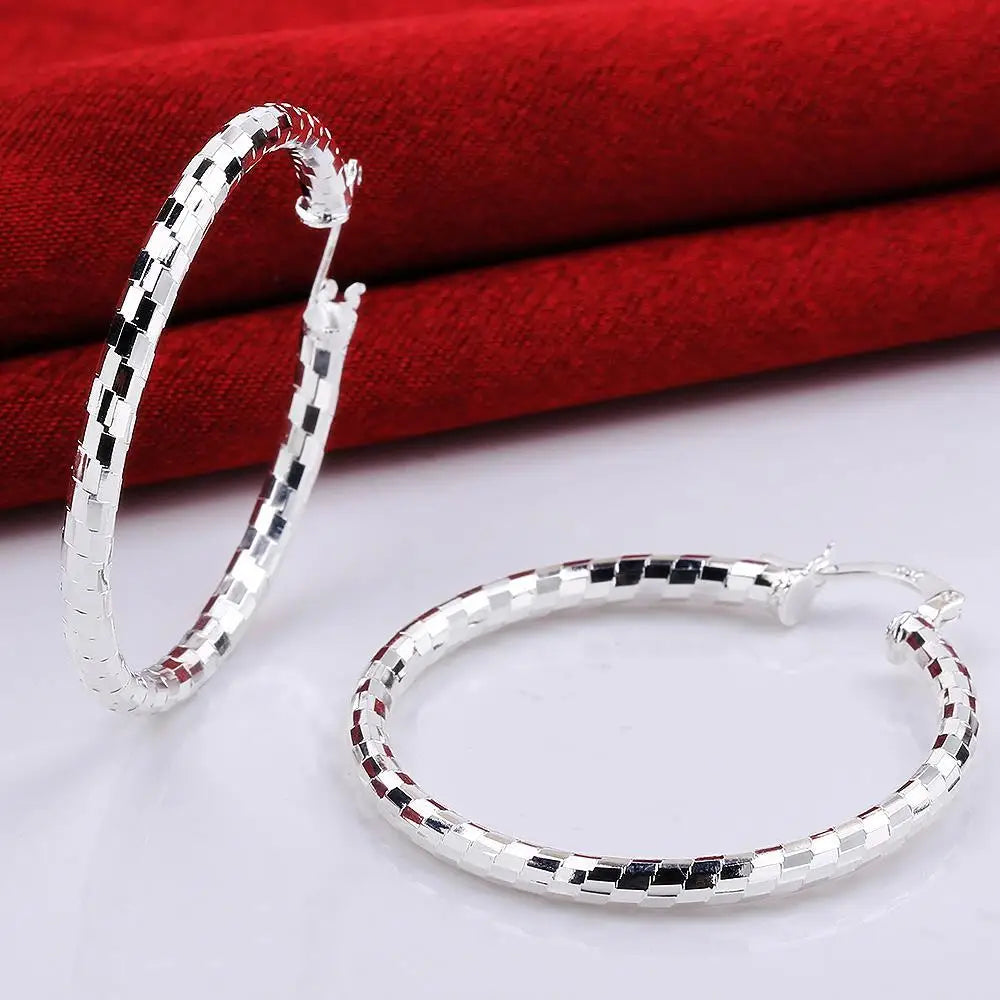 925 Sterling Silver Round Hoop Earrings