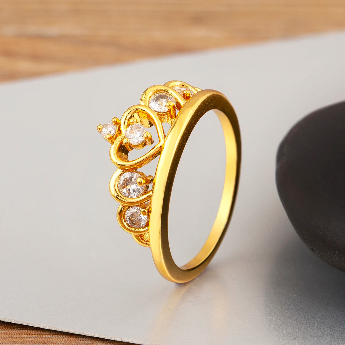 "Luxury Heart Crown Zircon Ring – Women’s Jewelry Gift"