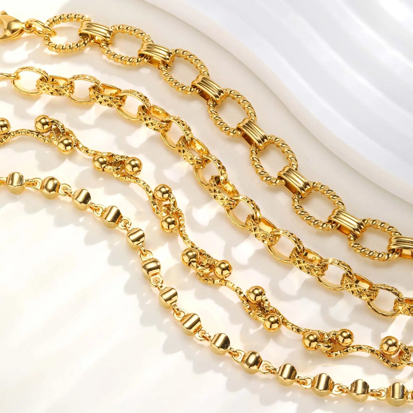 18K Gold-Plated Chunky Stainless Steel Bracelet