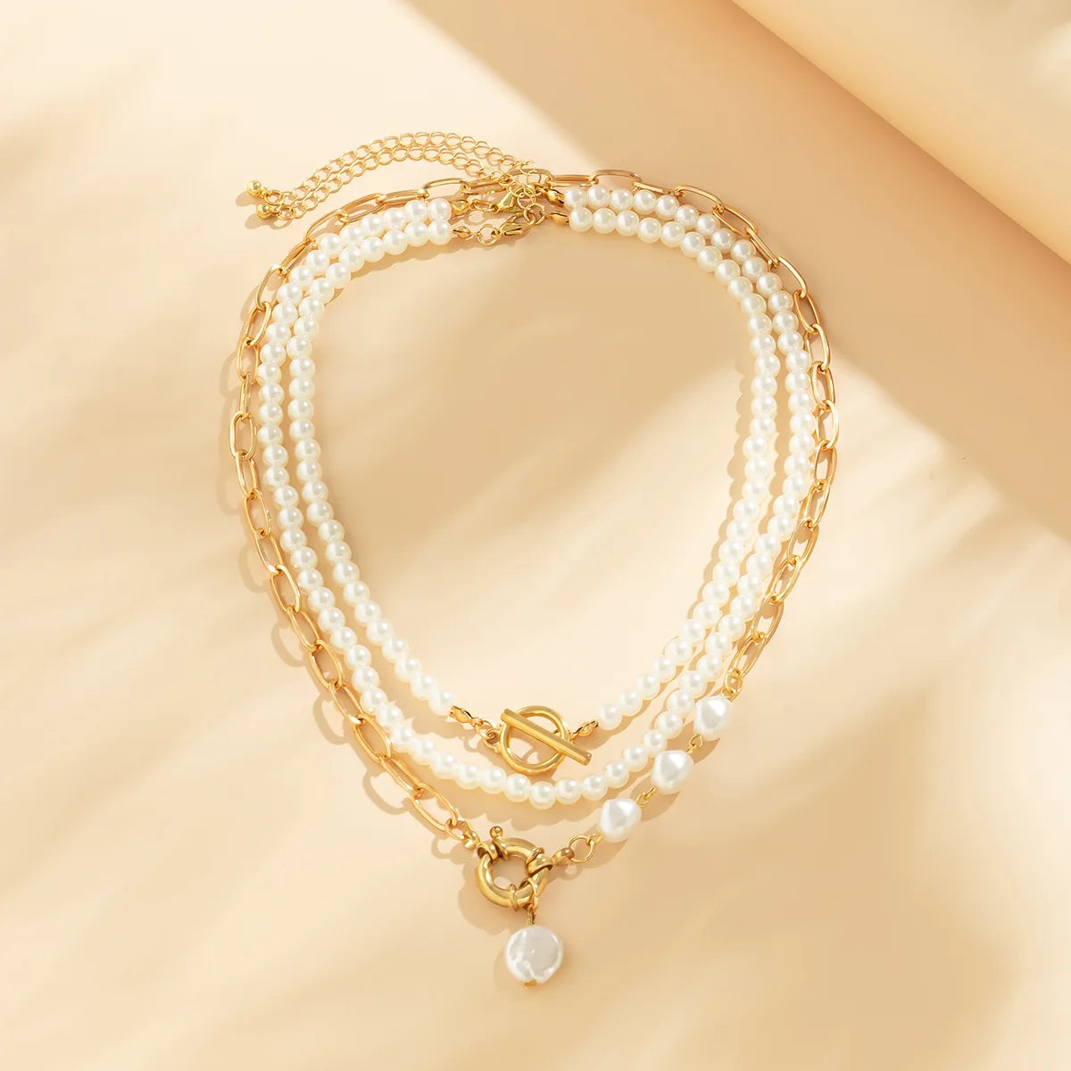 Elegant Pearl Multi-layer Gold Choker Necklace