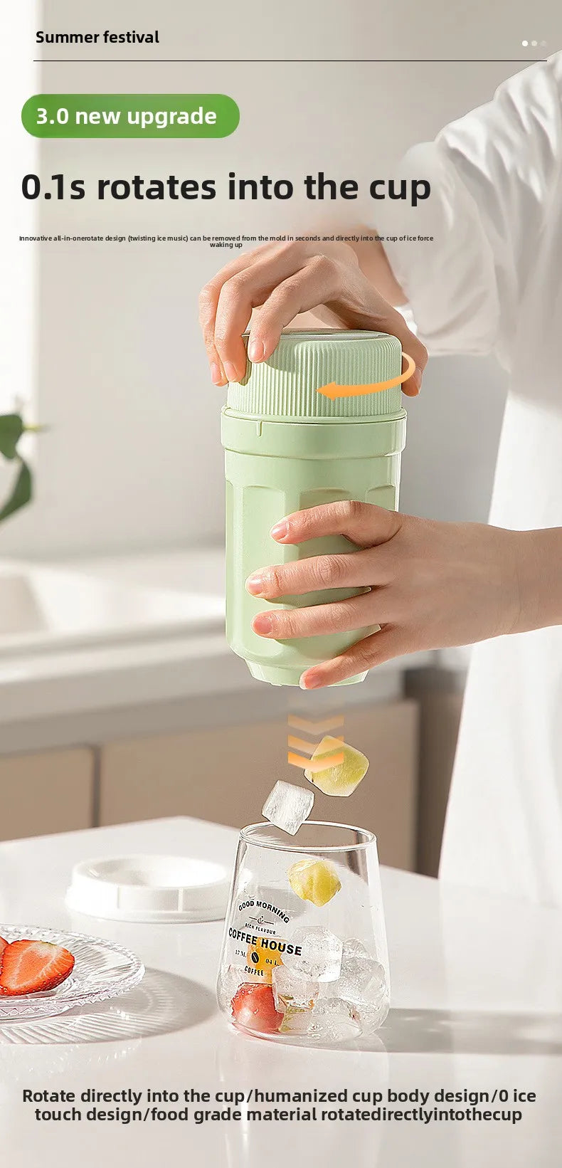 in-1 Rotating Silicone Ice Cube & Popsicle Mold with Lid