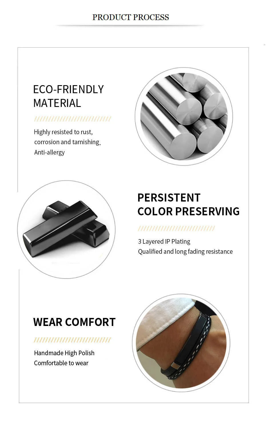 Vnox Unique Sew Lines Genuine Leather Bracelets for Men Women Stainless Steel Bar Layered Bangle Causal Pulseira