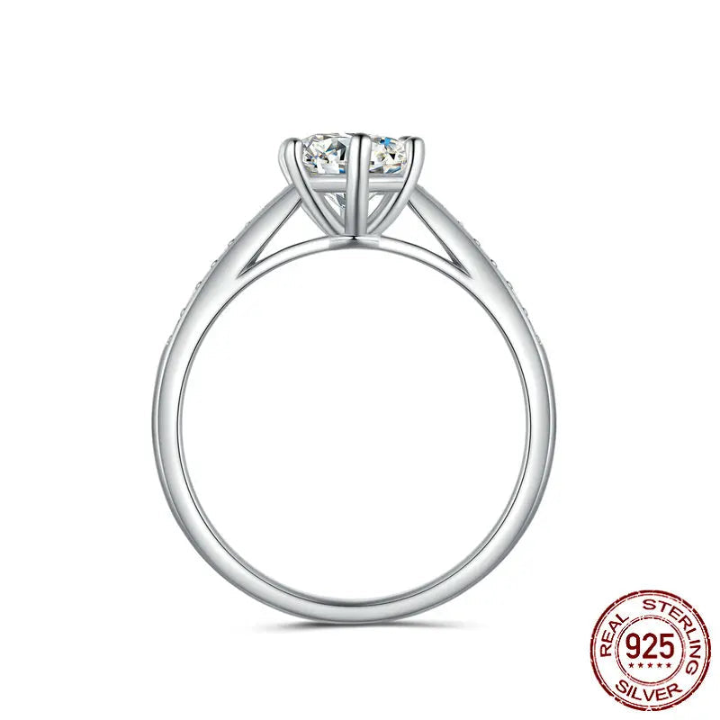 Bamoer Sterling Silver Moissanite Ring with Diamond Accents”