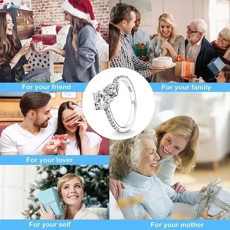 "Classic 925 Silver Heart Ring – Exquisite Couple Jewelry Gift"