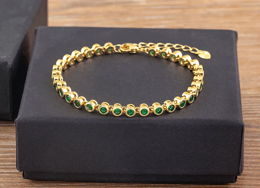 Nidin 6 Colors Shiny Crystal Bracelet For Women Rhinestone Zircon Charm Wrist Adjustable Bangles Girls Exquisite Jewelry Gift