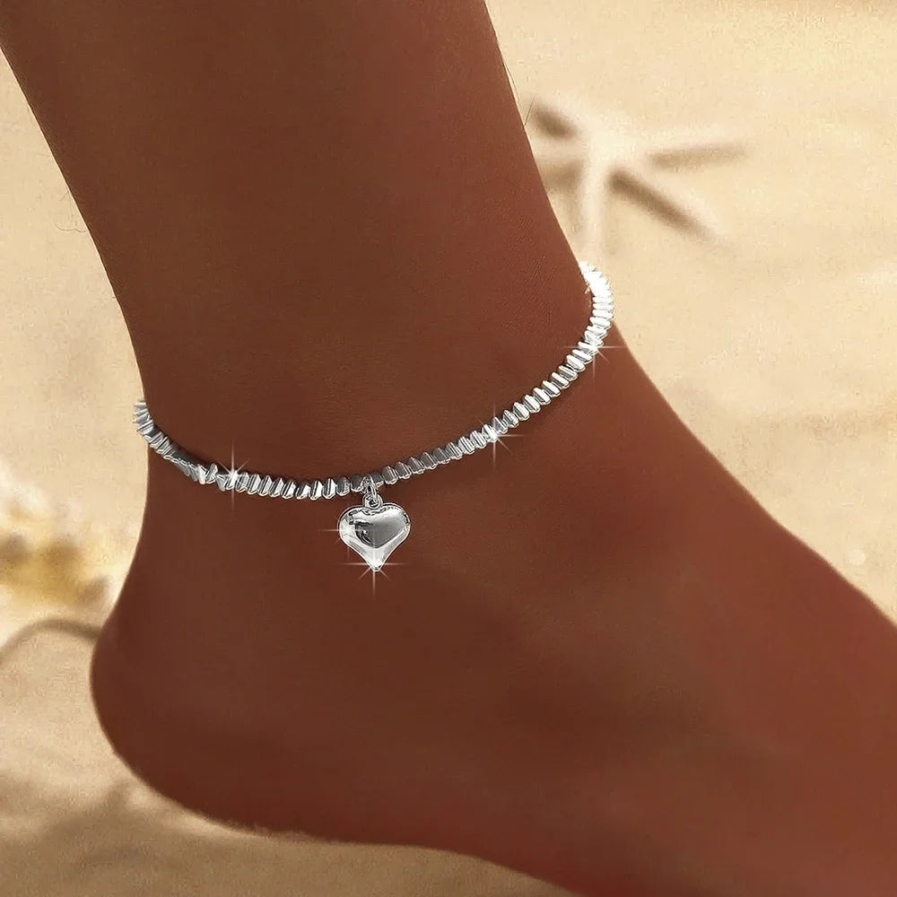 1/2PCS Simple Silver Anklet, Elegant Beach Jewelry