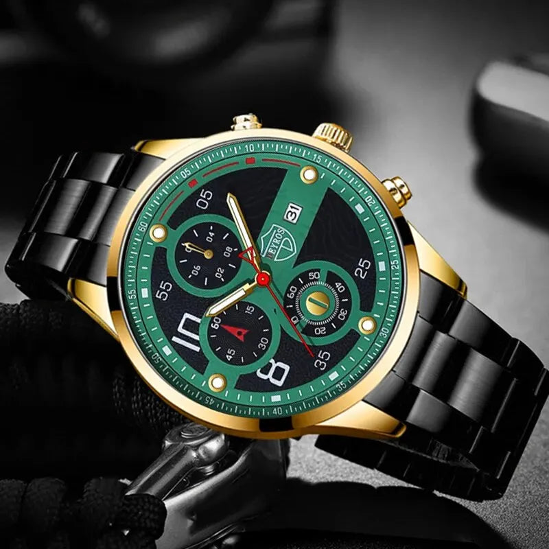 Men's Classic Quartz Watch, Stainless Steel, Calenda