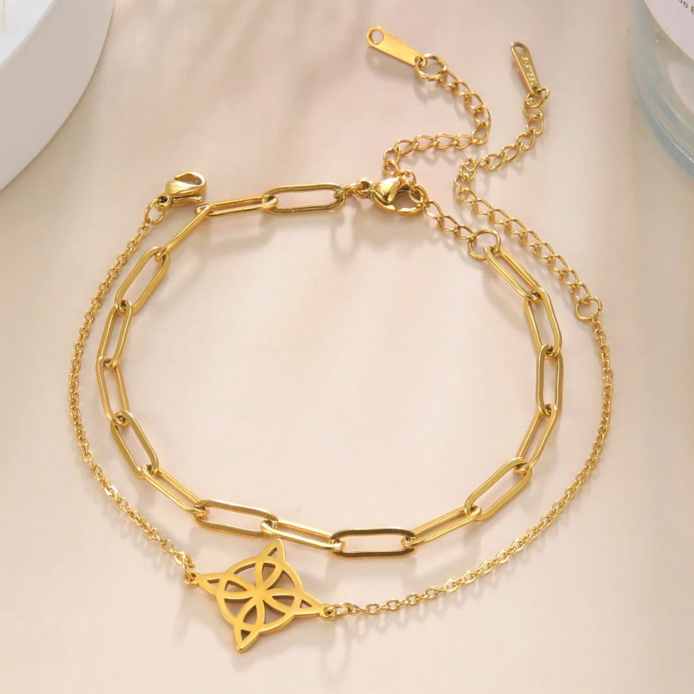 Lucktune Witch Knot Anklet, Silver Stainless Steel