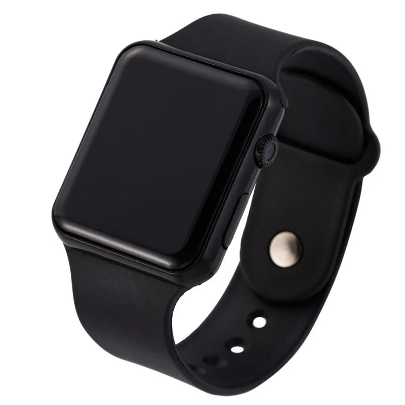 Simple LED Digital Sport Watch, Unisex, Black Silicone Band