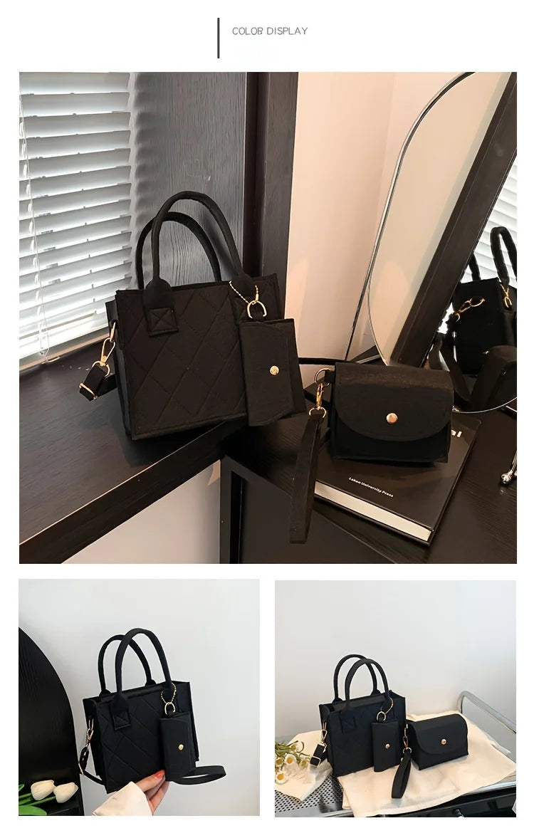 Stylish Solid Color Crossbody & Shoulder Bag Set