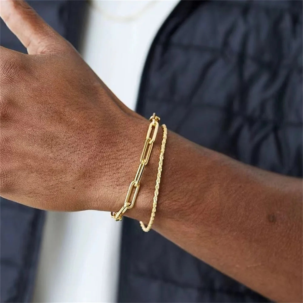 Gold Twist Chain Bracelet Men