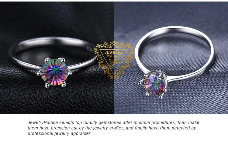 JewelryPalace 925 Silver Rainbow Mystic Quartz Ring